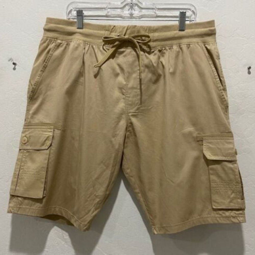 New Men's Open Trails Pull On Shorts Size XL Elastic Drawstring Waist Cargo Tan